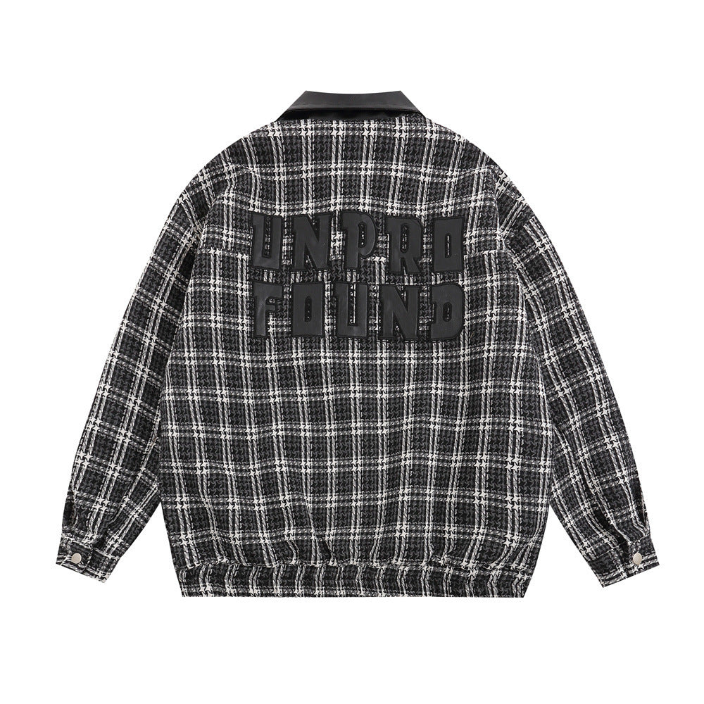 Amerikaanse geruite unisex honkbaljas revers PU-leer