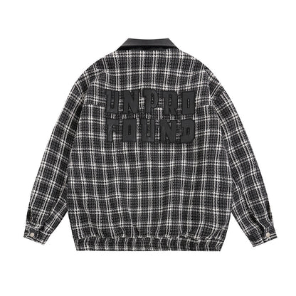 Amerikaanse geruite unisex honkbaljas revers PU-leer