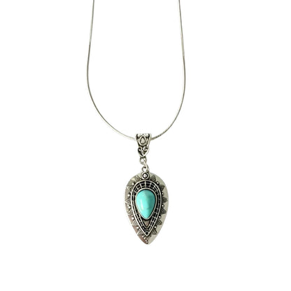 Retro Water Drop Turquoise Pendant Necklace