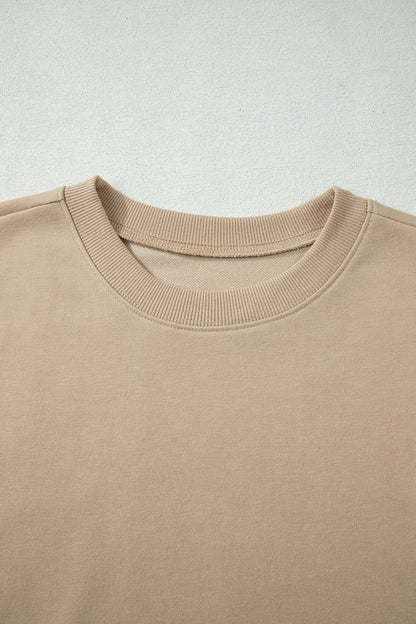 Effen losvallend T-shirt en broek met trekkoord en wijde pijpen  2-delige set