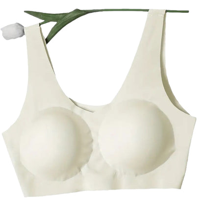 Wire-Free Cotton Bra with Halter Straps