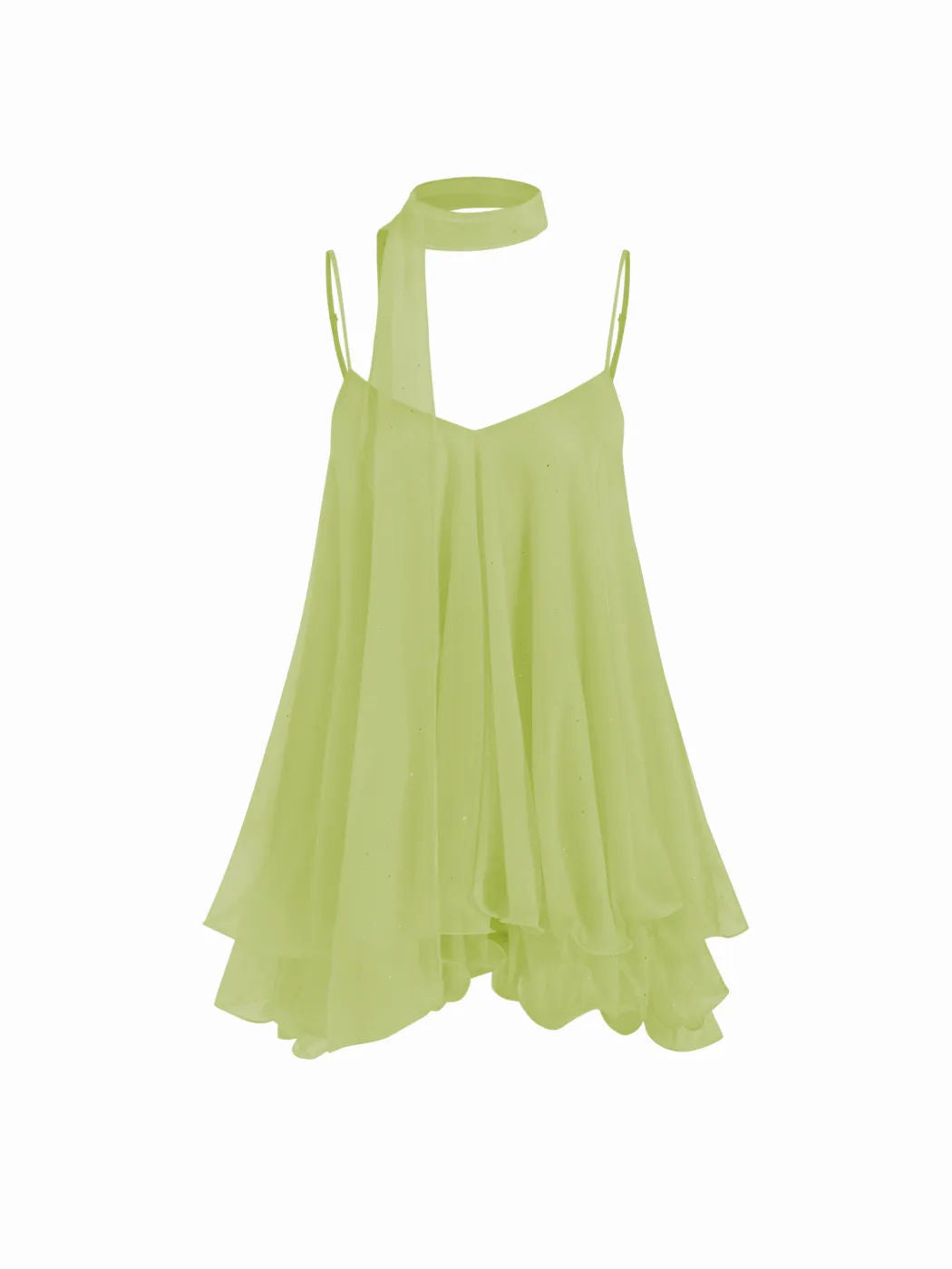 Shimmering Chiffon OffShoulder Dress with Ruffle Hem