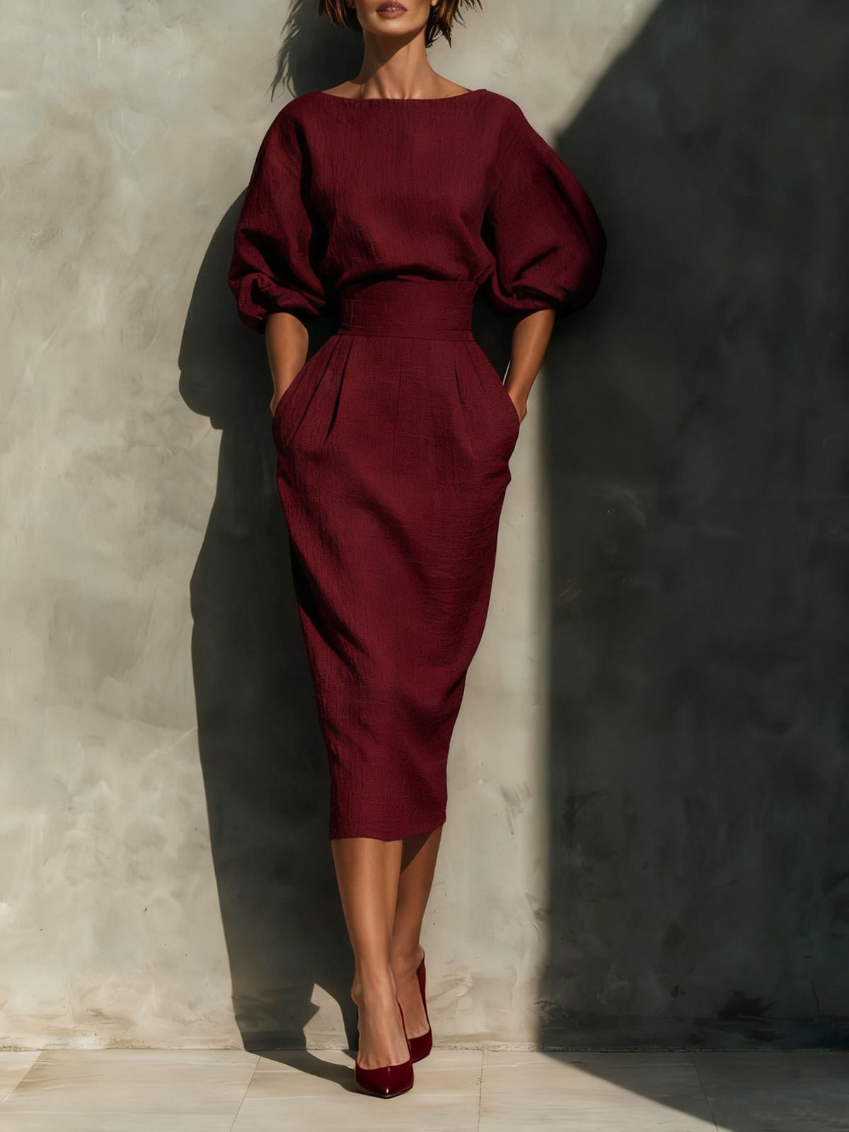 Elegant Boat Neck A Line Dress