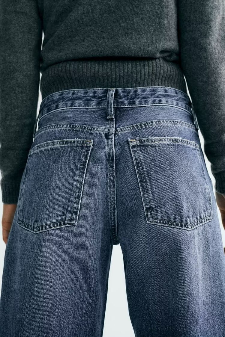 Jeans met hoge taille en rechte wijde pijpen voor dames