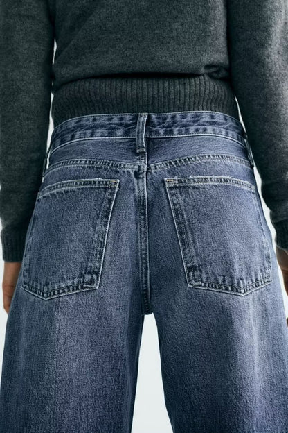 Jeans met hoge taille en rechte wijde pijpen voor dames