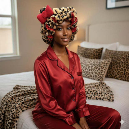 Leopard Print Plush Hair Headband with Bow