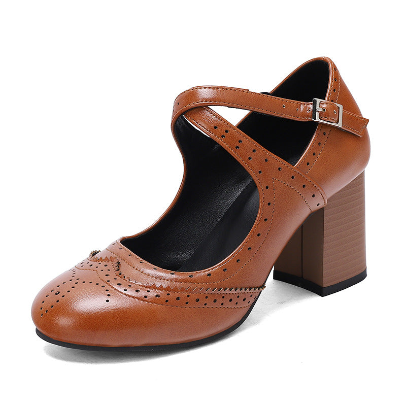 Cross Buckle Burned Shoes