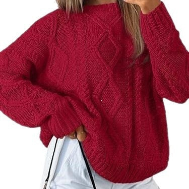 Women's knitted round-neck sweater for casual wear
