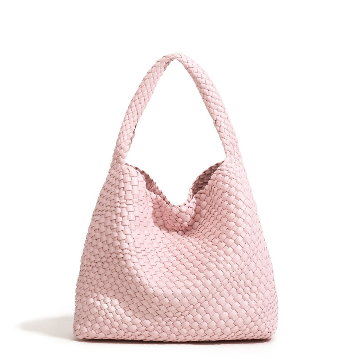 Handgeweven PU-leren bucket bag voor dames