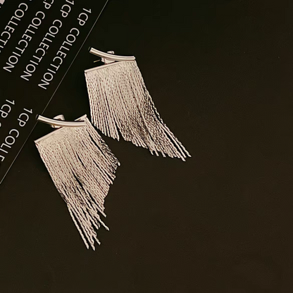 Metal snake bone chain fringed earrings