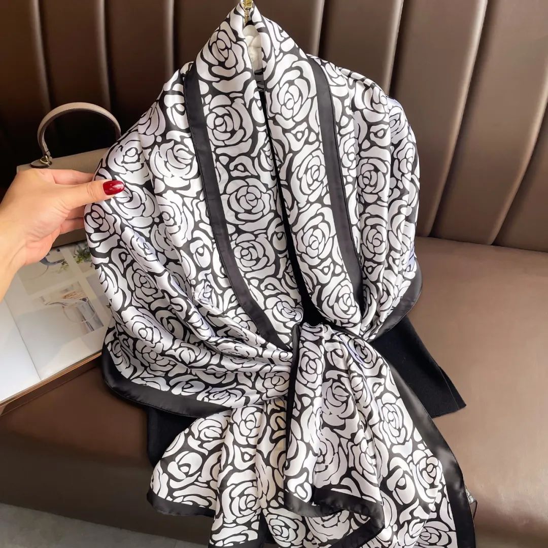 Women's Lijin Satin Scarf Floral Print Shawl