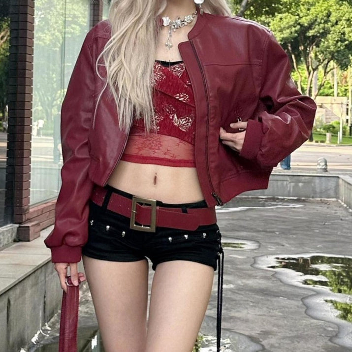 Retro Nationale Trend Korte PU Leren Jas