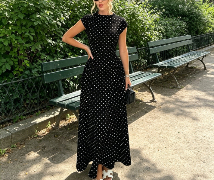 Polka Dot High Waist A-Line Dress