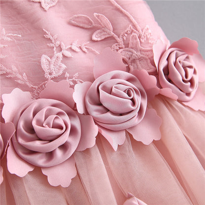 Baby/Meisje Geborduurde Feestjurk Met Rozen