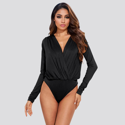 Women's V-Neck Slim Long Sleeve Jumpsuit
