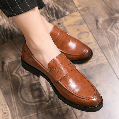 Mens Pointed Toe Leather Slip On Shoes
