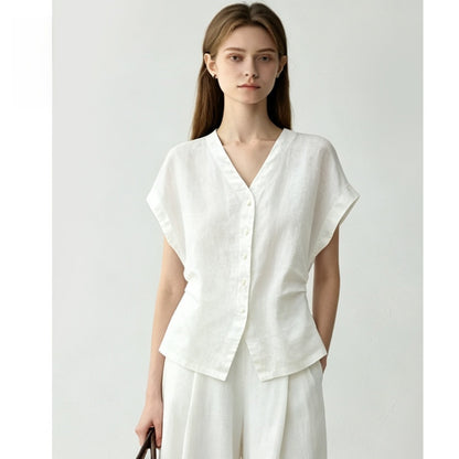 French Style Linen Shirt for Women Summer