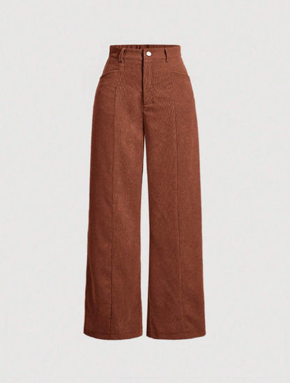 Retro High-Waist Wide-Leg Corduroy Women's Trousers