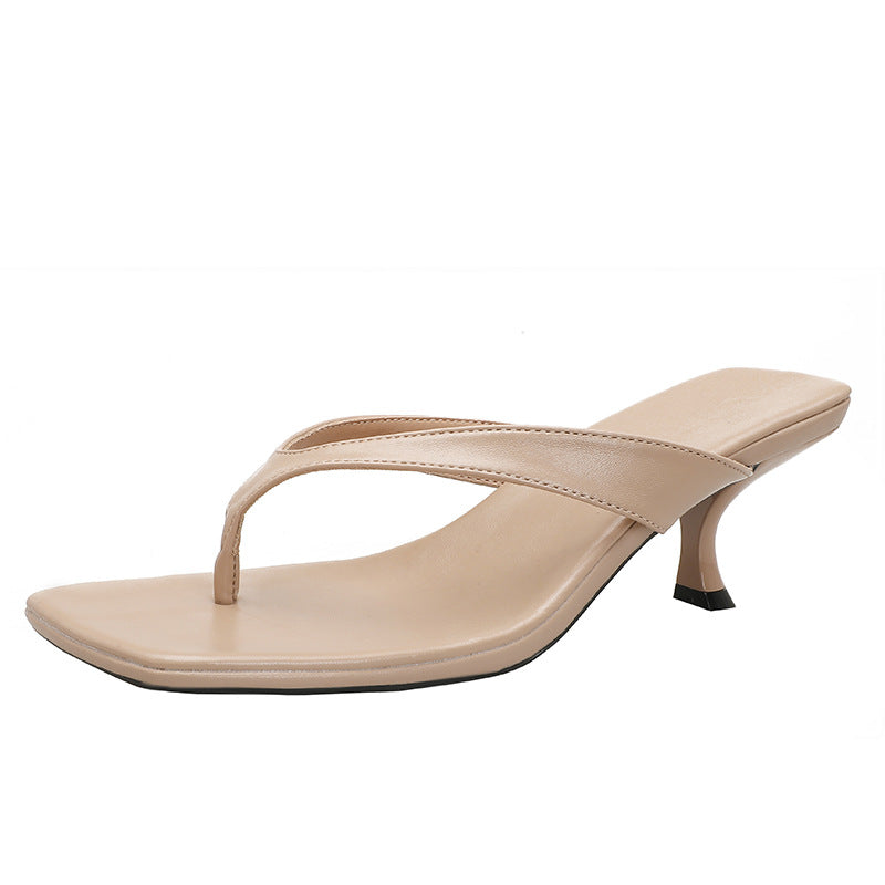Square-toe kitten heels with sandals