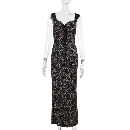 Elegant Lace Hooded Long Dress
