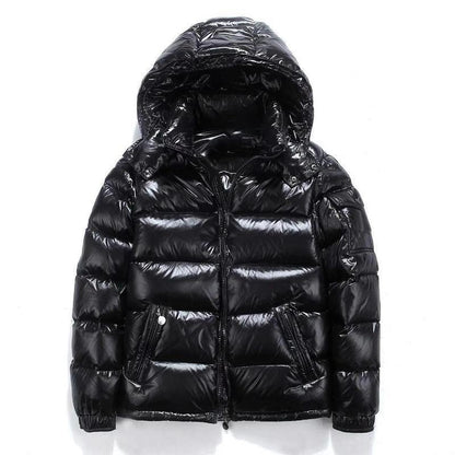 Men's Shiny Short Down Jacket White Goose Down Fill