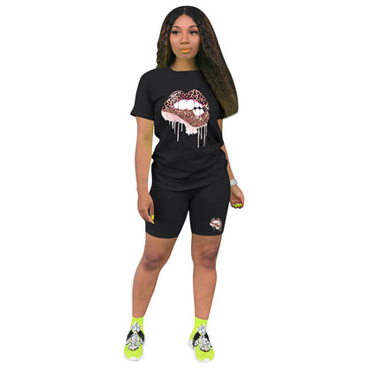 Luipaardprint Lippen Tweedelig pak