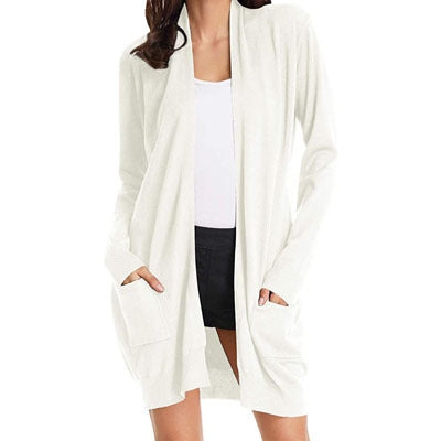 Dames open vest met lange mouwen en zakken