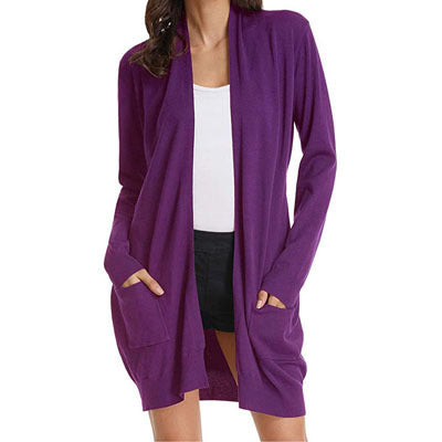 Dames open vest met lange mouwen en zakken