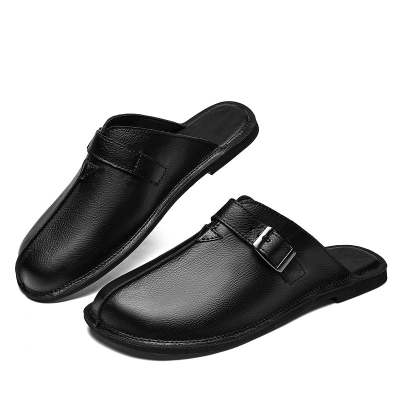Breathable Soft-Soled Cowhide Slip-On Men's Beach Shoes