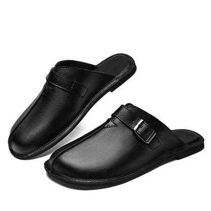 Breathable Soft-Soled Cowhide Slip-On Men's Beach Shoes