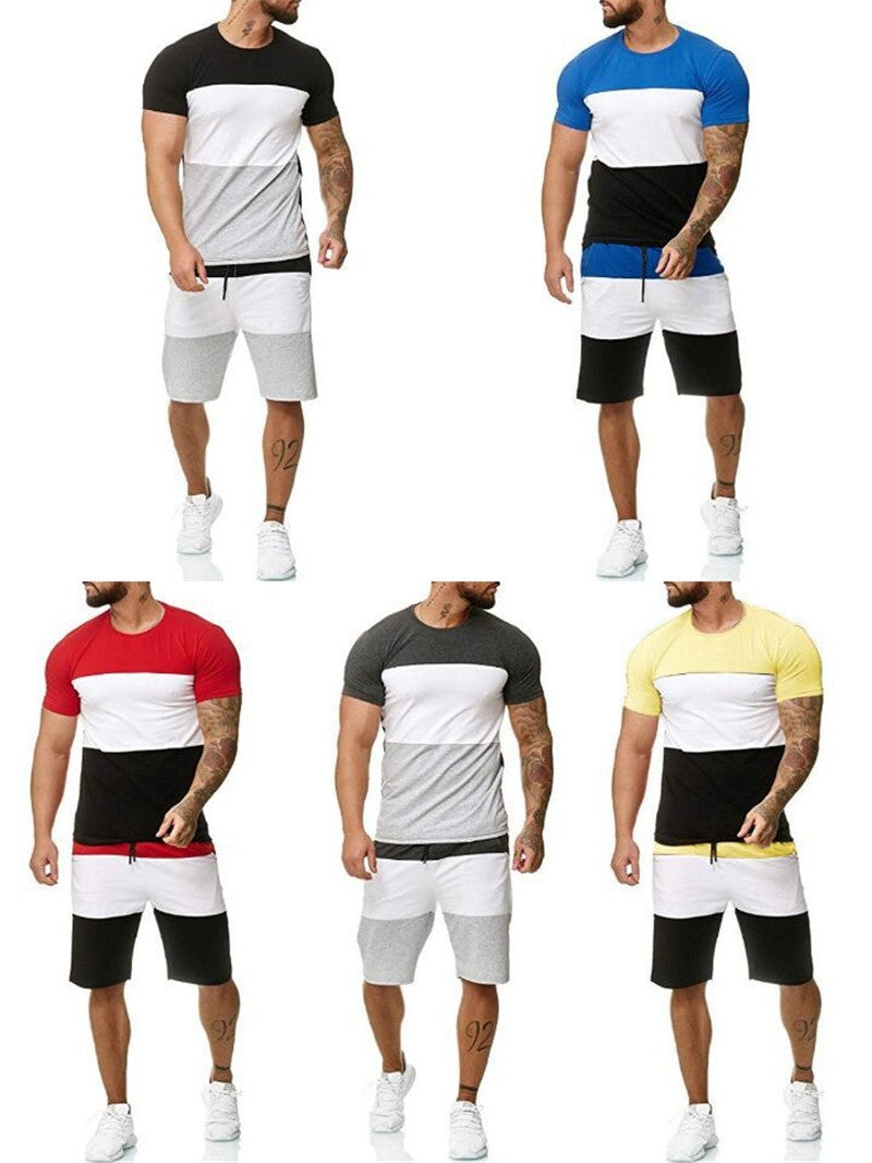 Heren 2-Delige Set Van T-shirt en Shorts Met Strepen