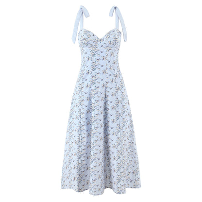 Floral bow suspender dress