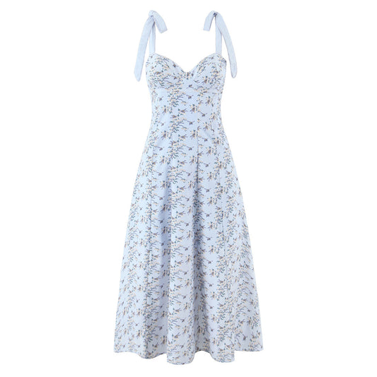 Floral bow suspender dress