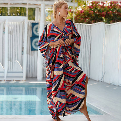 Loose Beach Cover Up Dress with Sun Protection