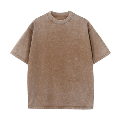 Oversized Washed Cotton T-shirt with Batik Print