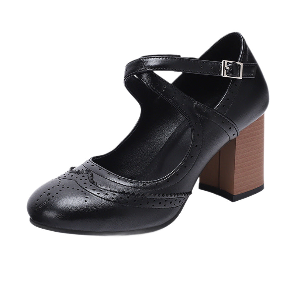 Retro Chunky Heel Ankle Strap Women's Shoes
