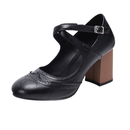 Retro Chunky Heel Ankle Strap Women's Shoes