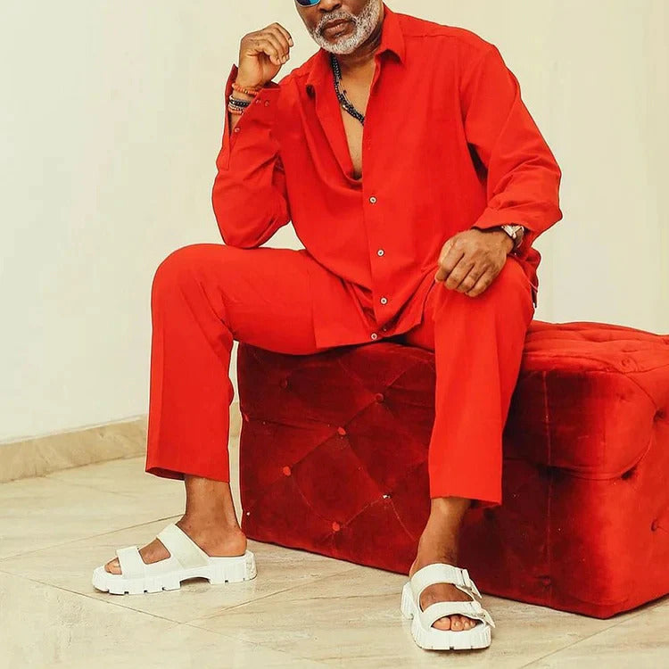 Heren verlengde blouse en broek 2-delige set