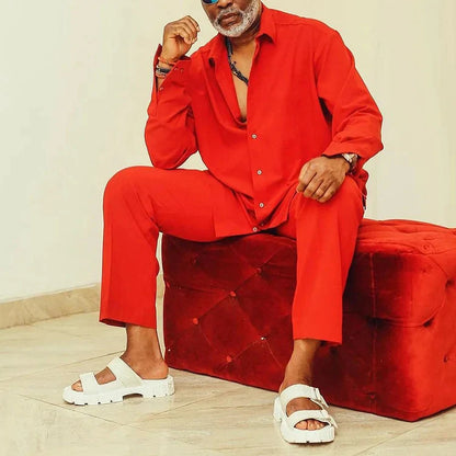 Heren verlengde blouse en broek 2-delige set