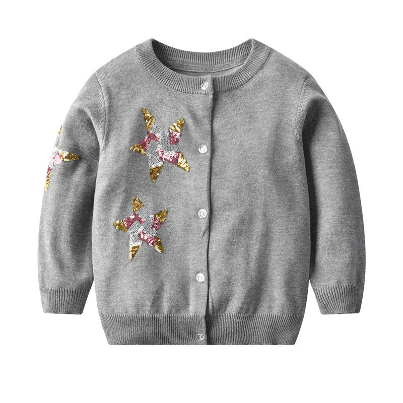 Kinder vest met pailletten sterren