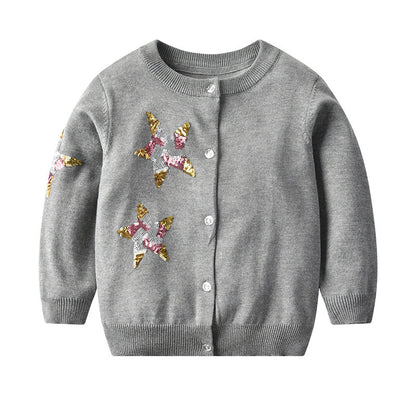 Kinder vest met pailletten sterren