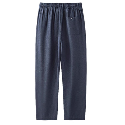 Mens Linen Casual Pants Straight Leg