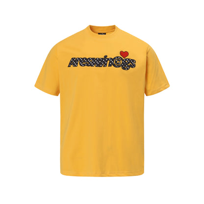 Cool aanvoelend T-shirt met korte mouwen en letterborduurwerk