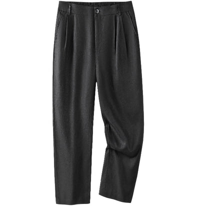 Mens Linen Casual Pants Straight Leg