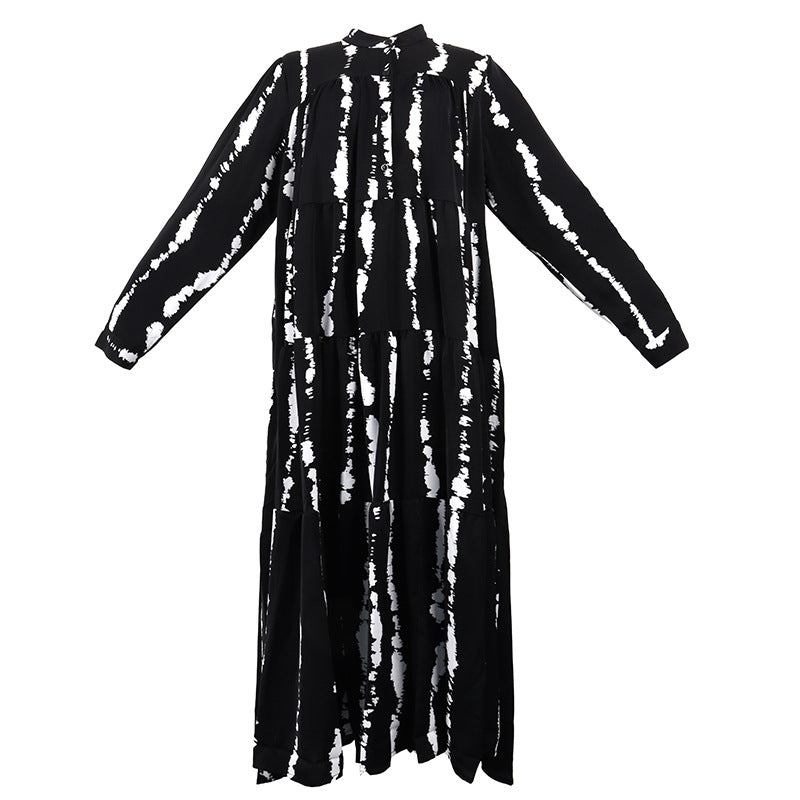 Losse bedrukte maxi-jurk met knoopsluiting
