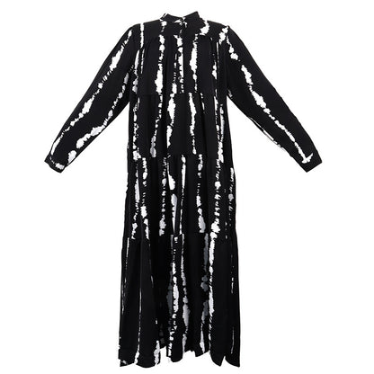 Losse bedrukte maxi-jurk met knoopsluiting
