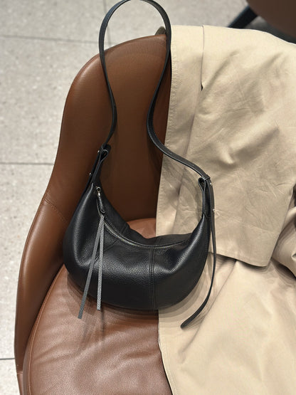 First-Layer Cowhide Crossbody Dumpling Bag
