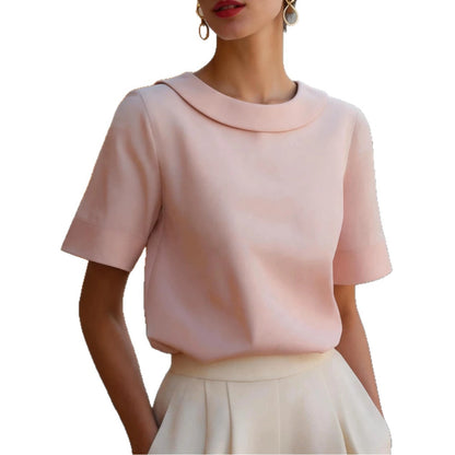 Womens Designer Short Sleeve Solid Shirt