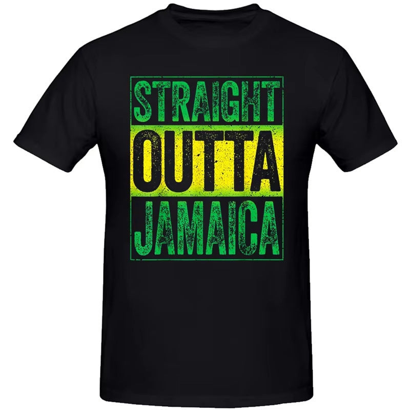 Geprinte zwarte Jamaicaanse unisex T-shirt