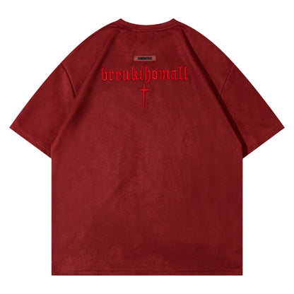 Basic Suede Solid Color Short Sleeve T-Shirt Summer Loose